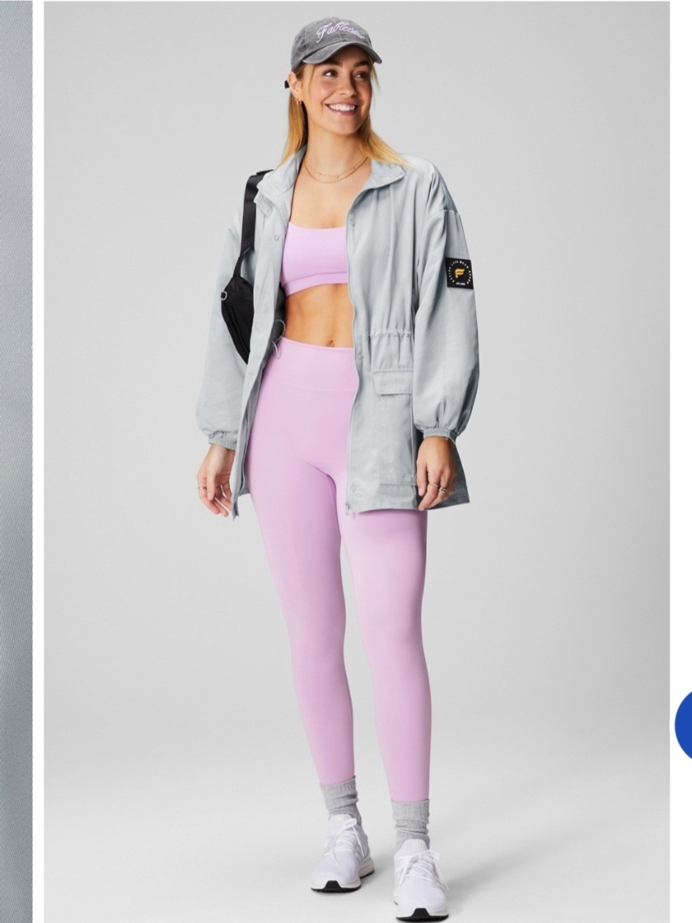 Fabletics Light Gray Utility Jacket with Drawcord Waist Size Medium NWT - Picture 3 of 5